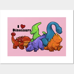 I love Dinosaurs (landscape; pink) Posters and Art